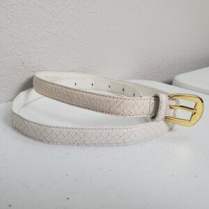 Charter Club Genuine Snake Skin Skinny Belt White Size L Taiwan Gold hardware.